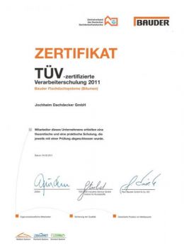 Zertifikat Bauer Flachdachsysteme